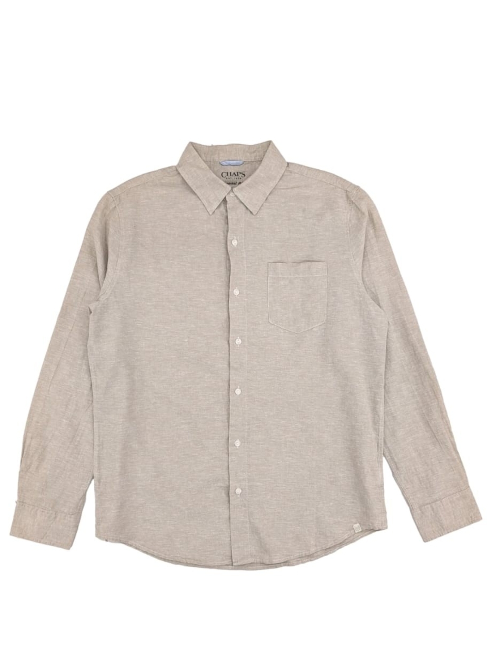 Chaps Men's Light Beige Long-Sleeve Button-Down Shirt